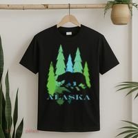 Alaska Alaskan Northern Light Trees With Bear T-Shirt thumb 2