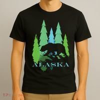 Alaska Alaskan Northern Light Trees With Bear T-Shirt thumb 3