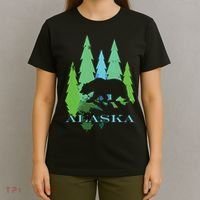 Alaska Alaskan Northern Light Trees With Bear T-Shirt thumb 4