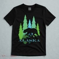 Alaska Alaskan Northern Light Trees With Bear T-Shirt thumb 5