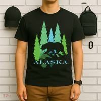 Alaska Alaskan Northern Light Trees With Bear T-Shirt thumb 6