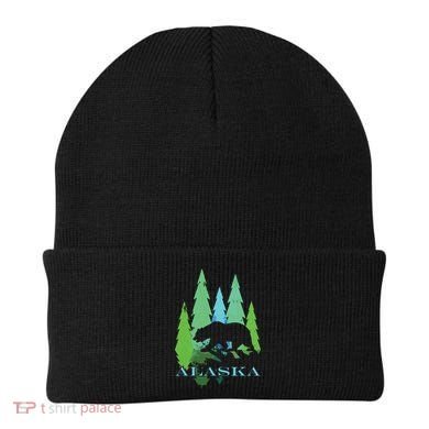 Alaska Alaskan Northern Light Trees With Bear Beanie