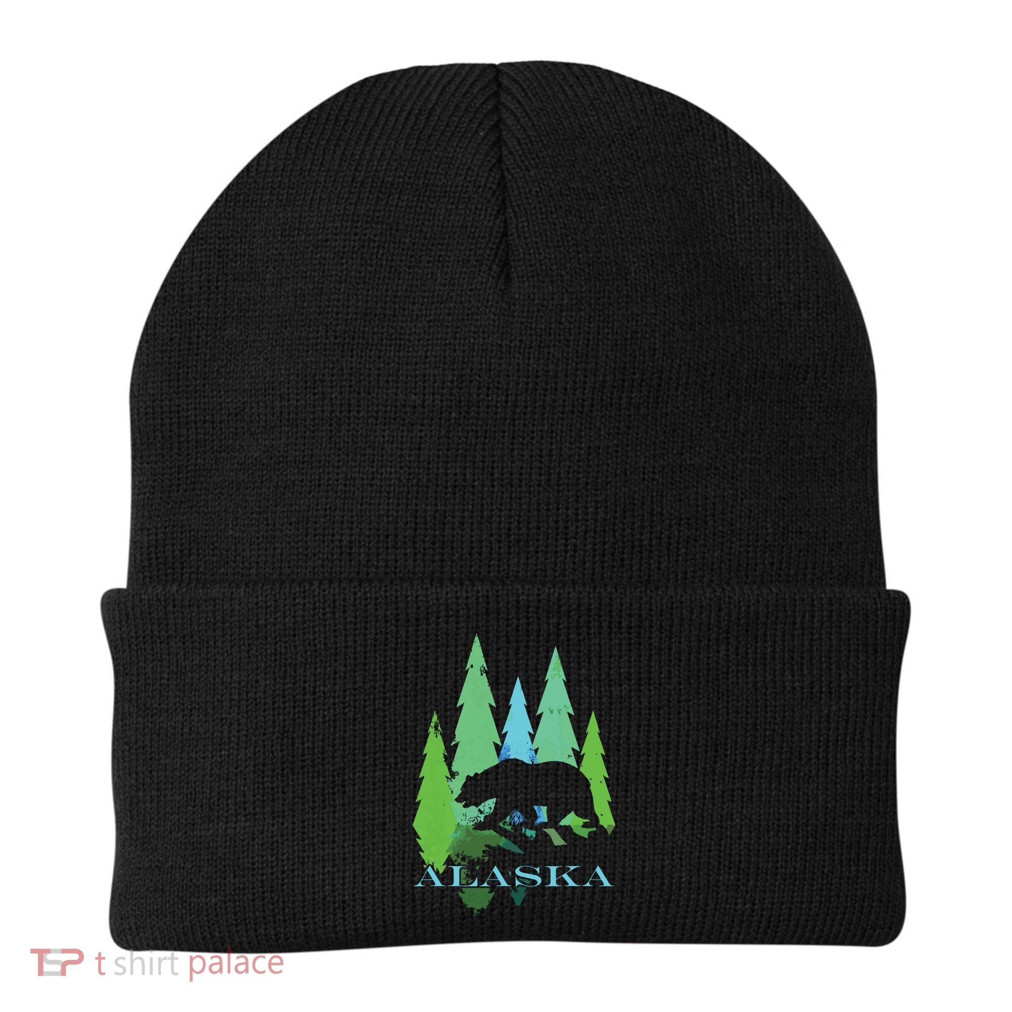 Alaska Alaskan Northern Light Trees With Bear Beanie