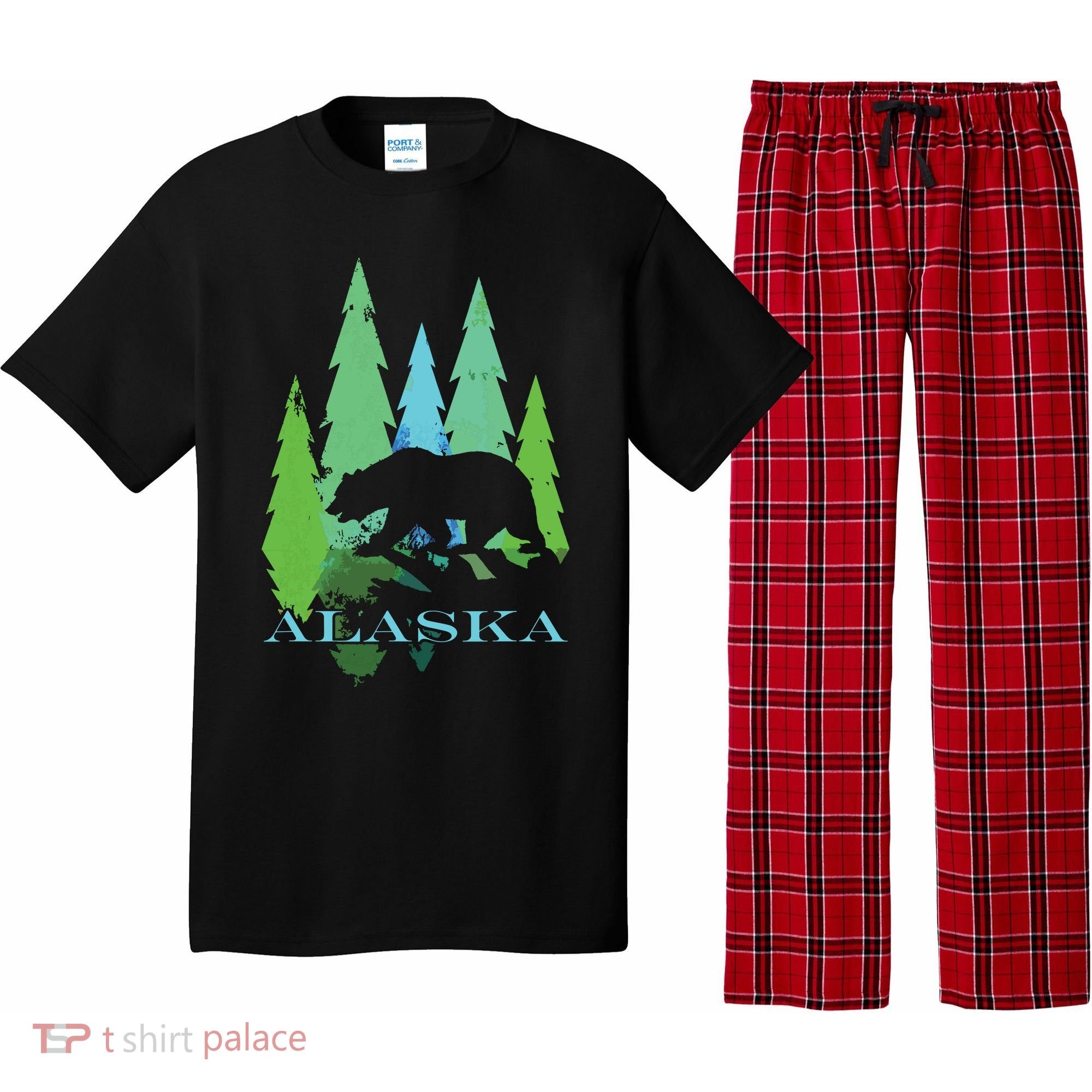 Alaska Alaskan Northern Light Trees With Bear Pajama Set