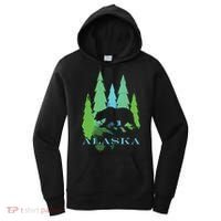 Alaska Alaskan Northern Light Trees With Bear Women's Hoodie thumb 0