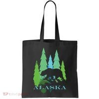 Alaska Alaskan Northern Light Trees With Bear Tote Bag thumb 0