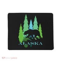 Alaska Alaskan Northern Light Trees With Bear Mousepad thumb 0