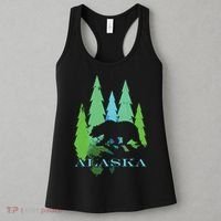 Alaska Alaskan Northern Light Trees With Bear Women's Tank Top thumb 3
