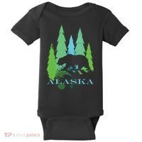 Alaska Alaskan Northern Light Trees With Bear Baby Bodysuit thumb 0