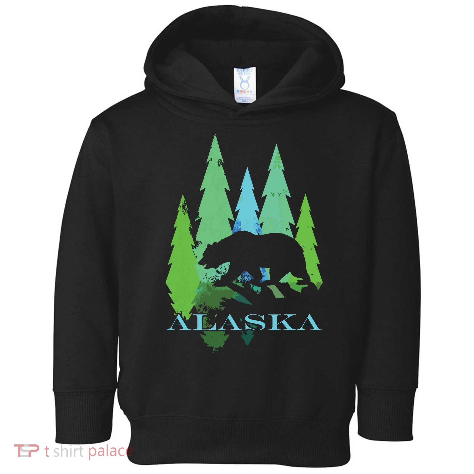 Alaska Alaskan Northern Light Trees With Bear Toddler Hoodie