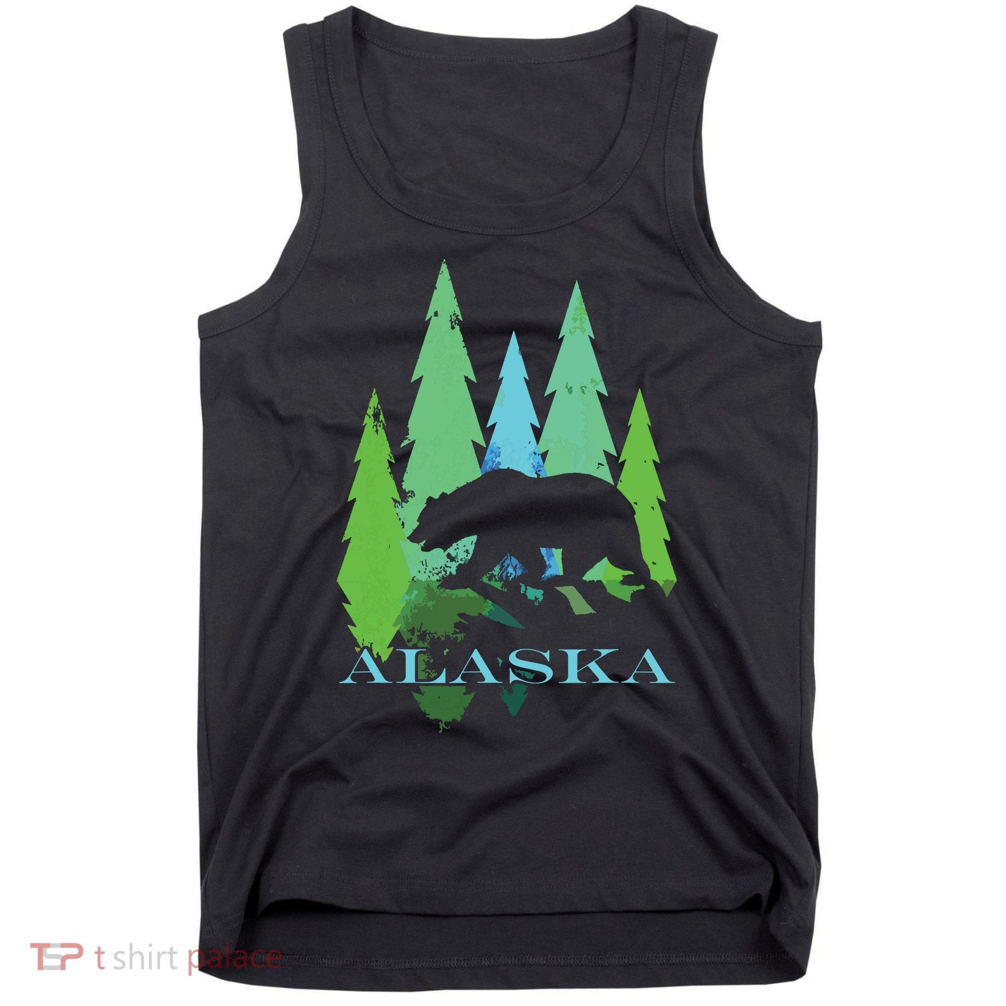 Alaska Alaskan Northern Light Trees With Bear Tank Top