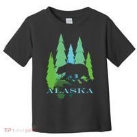 Alaska Alaskan Northern Light Trees With Bear Toddler T-Shirt thumb 0