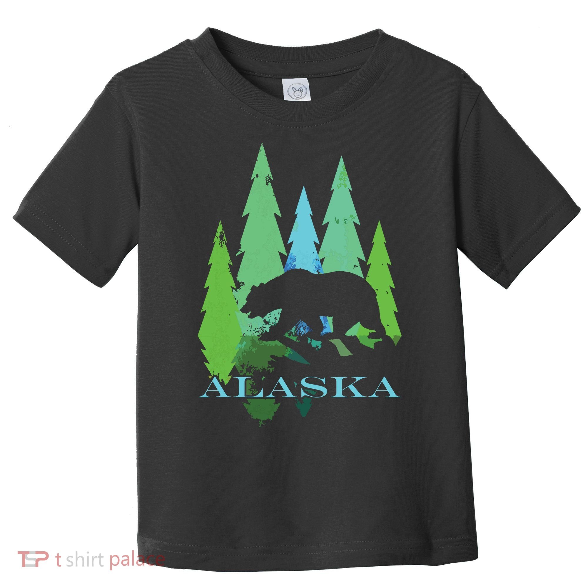Alaska Alaskan Northern Light Trees With Bear Toddler T-Shirt