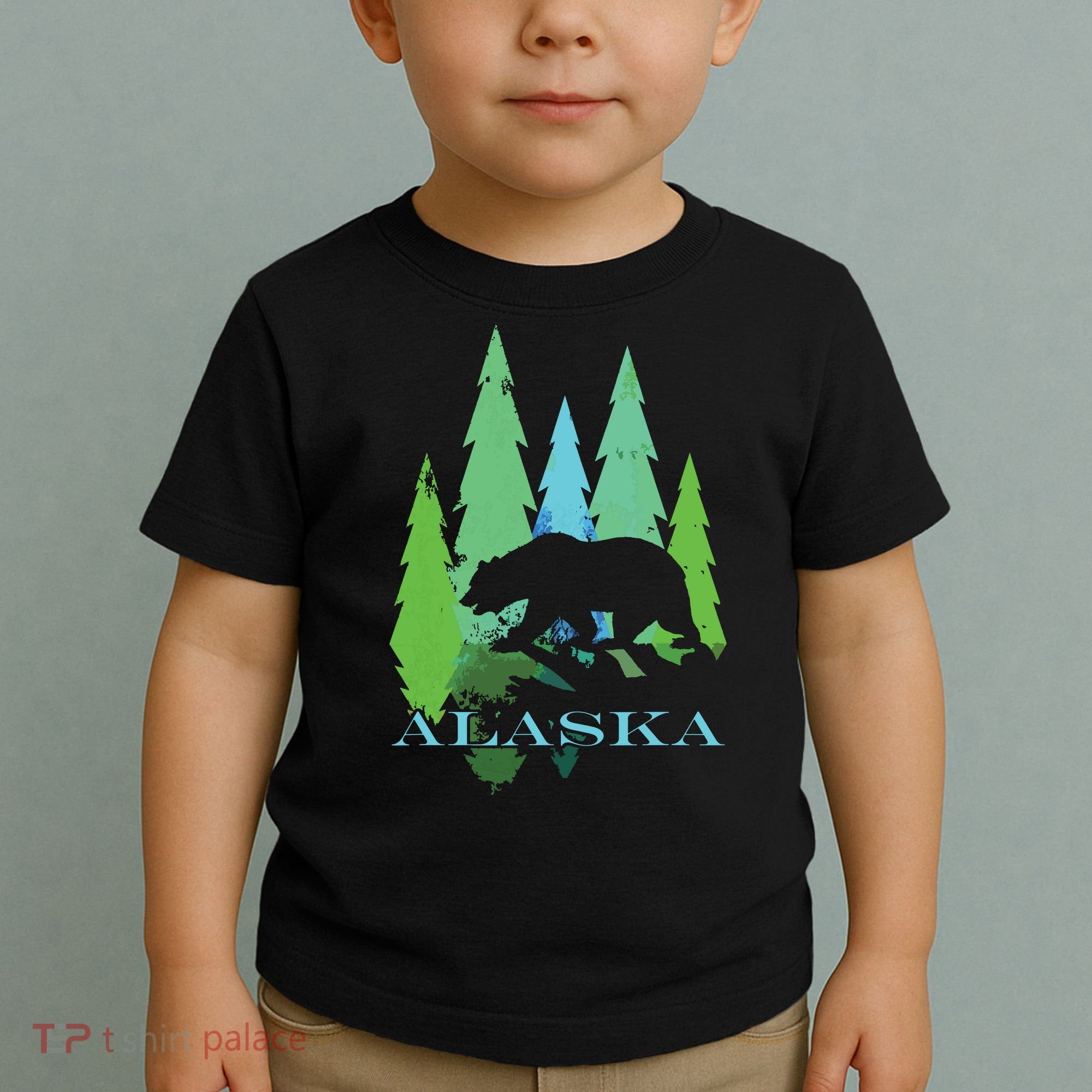 Alaska Alaskan Northern Light Trees With Bear Toddler T-Shirt