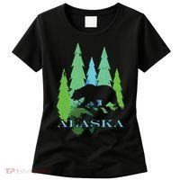 Alaska Alaskan Northern Light Trees With Bear Women's T-Shirt thumb 0