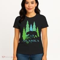 Alaska Alaskan Northern Light Trees With Bear Women's T-Shirt thumb 4