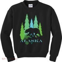 Alaska Alaskan Northern Light Trees With Bear Kids Sweatshirt thumb 0