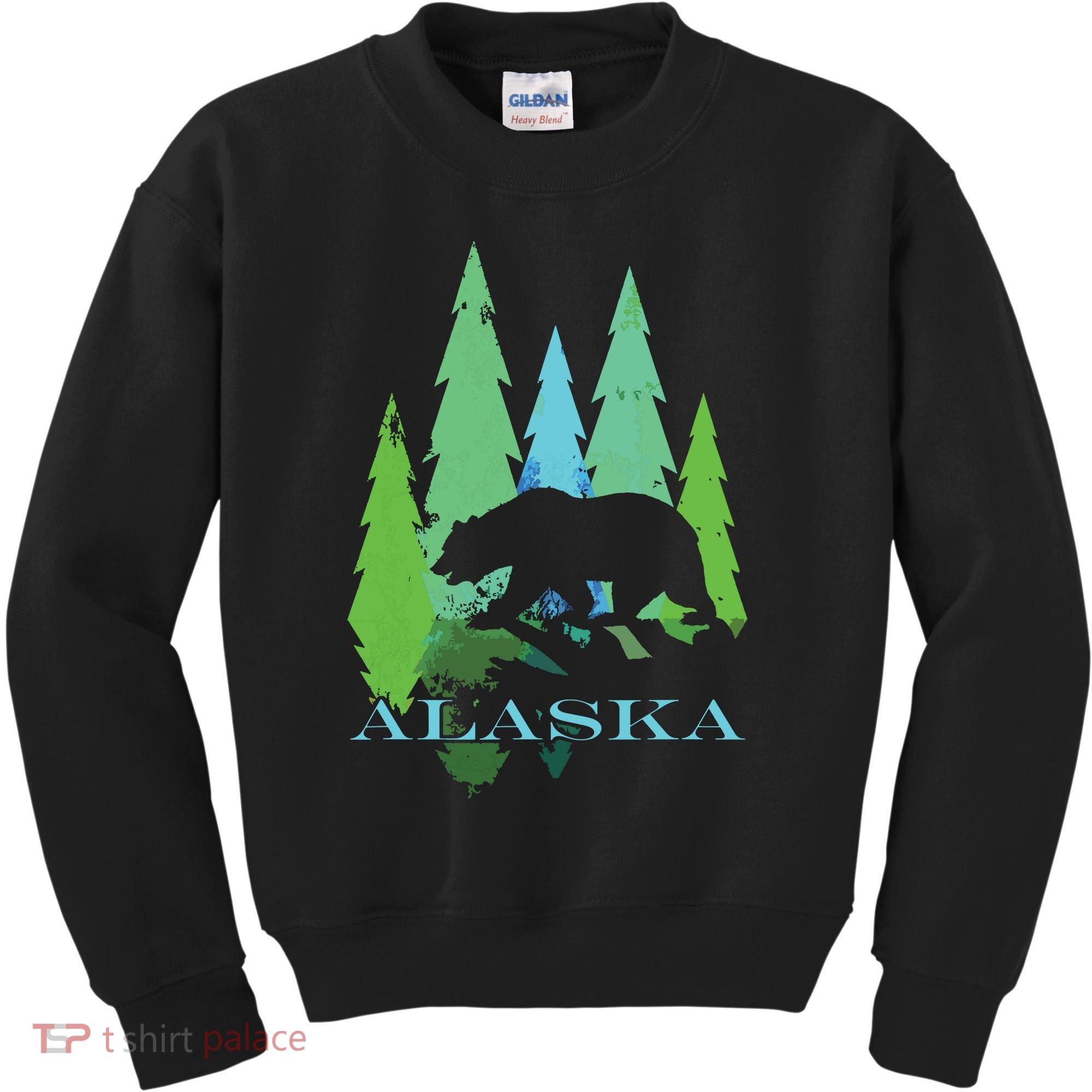 Alaska Alaskan Northern Light Trees With Bear Kids Sweatshirt