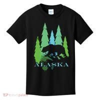 Alaska Alaskan Northern Light Trees With Bear Kids T-Shirt thumb 0