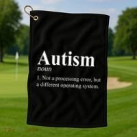 Autism Awareness Not A Processing Error Definition Golf Towel thumb 1