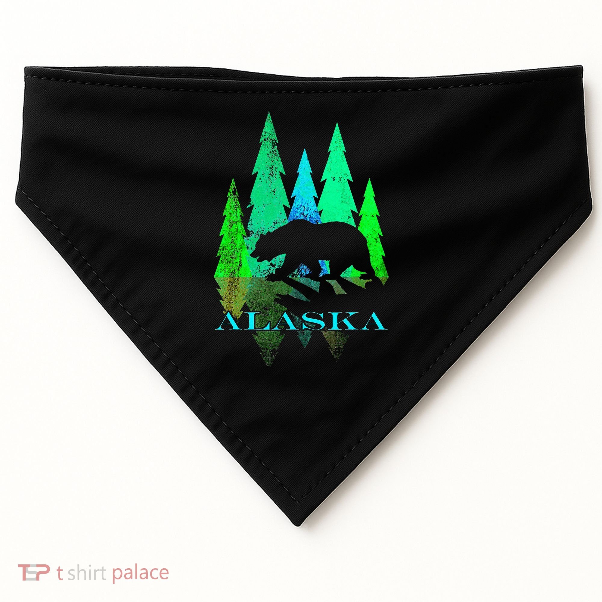 Alaska Alaskan Northern Light Trees With Bear USA-Made Doggie Bandana