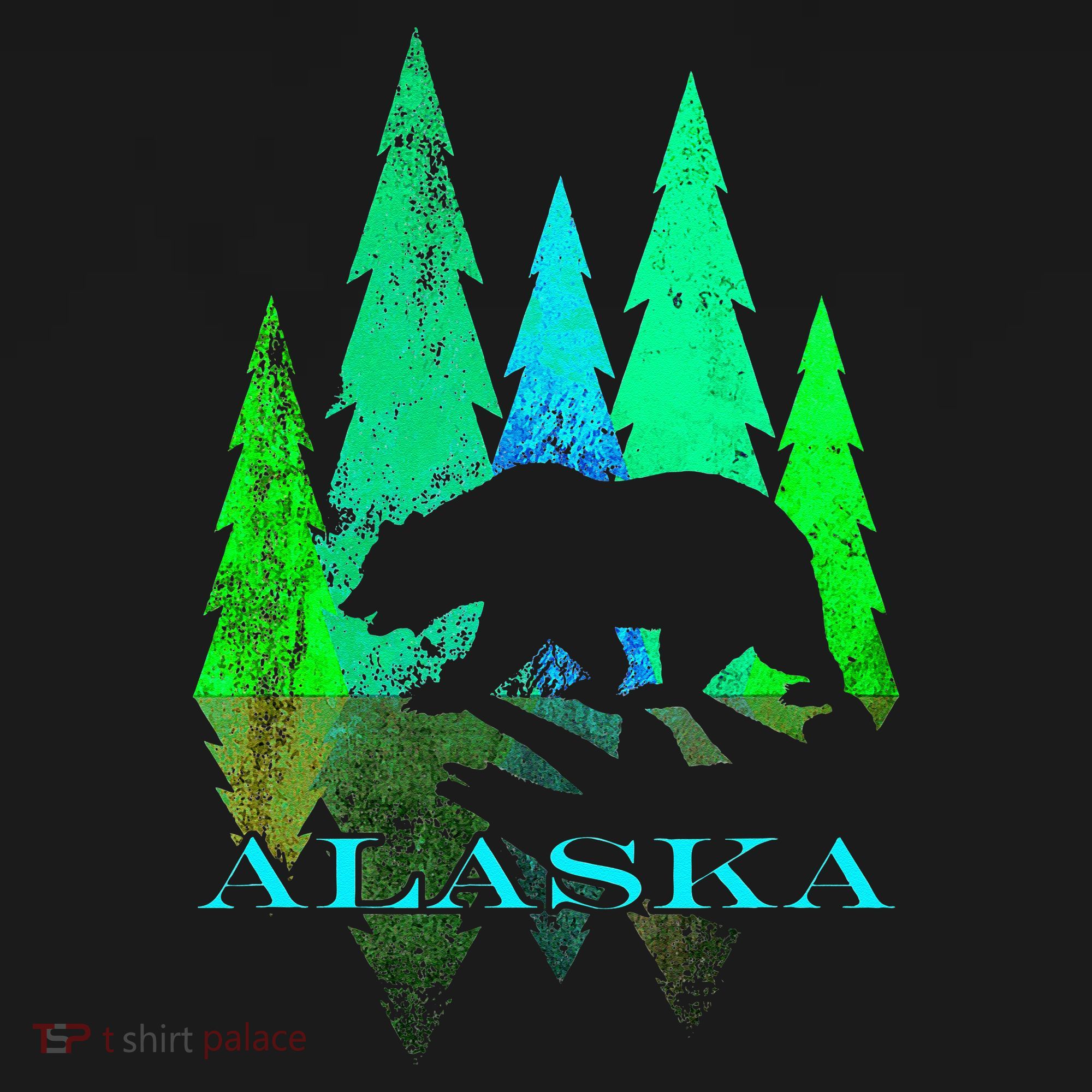 Alaska Alaskan Northern Light Trees With Bear Women's Hoodie