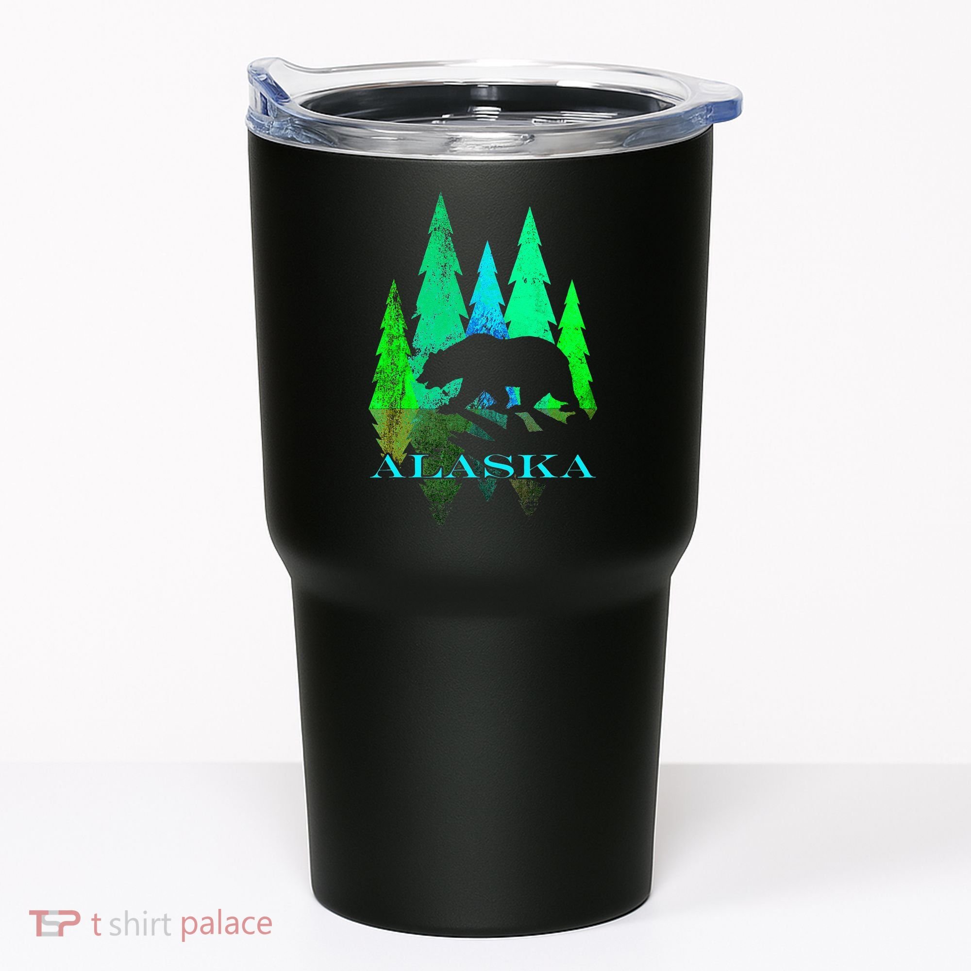 Alaska Alaskan Northern Light Trees With Bear Tumbler