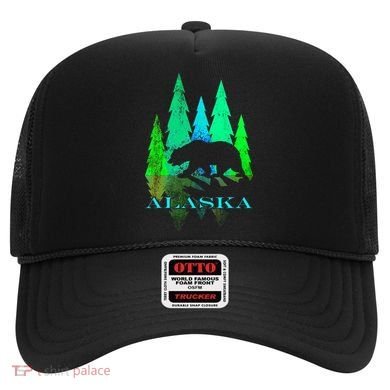 Alaska Alaskan Northern Light Trees With Bear Hat