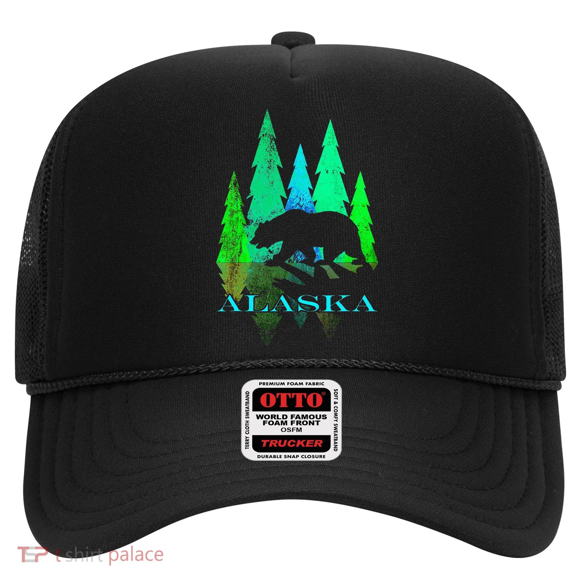 Alaska Alaskan Northern Light Trees With Bear Hat