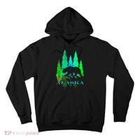 Alaska Alaskan Northern Light Trees With Bear Tall Hoodie thumb 0