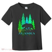 Alaska Alaskan Northern Light Trees With Bear Toddler T-Shirt thumb 0