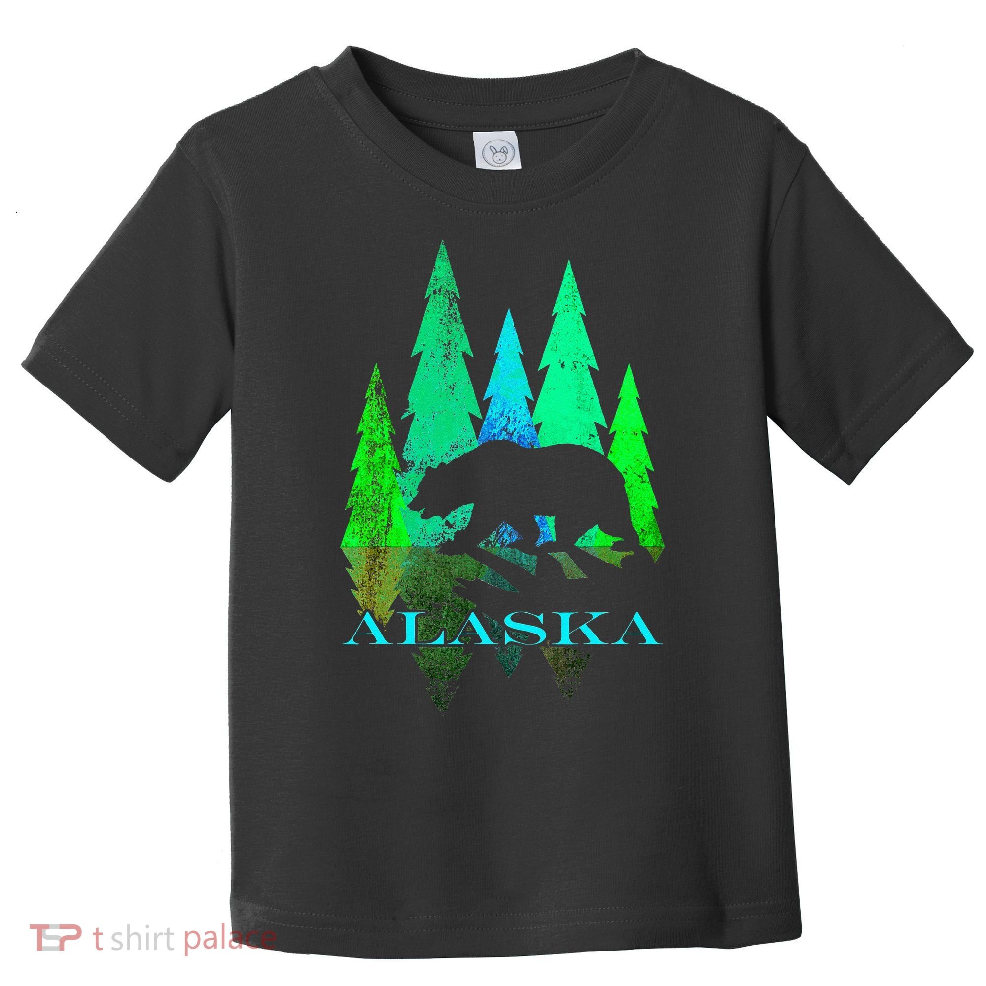 Alaska Alaskan Northern Light Trees With Bear Toddler T-Shirt
