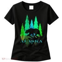 Alaska Alaskan Northern Light Trees With Bear Women's T-Shirt thumb 0