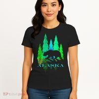 Alaska Alaskan Northern Light Trees With Bear Women's T-Shirt thumb 4