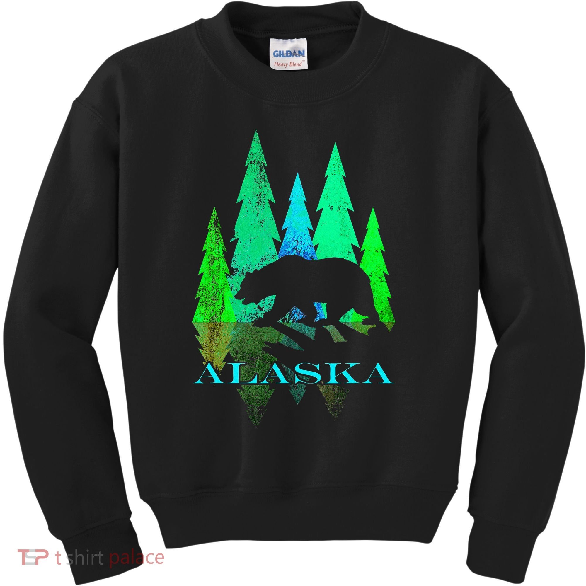 Alaska Alaskan Northern Light Trees With Bear Kids Sweatshirt