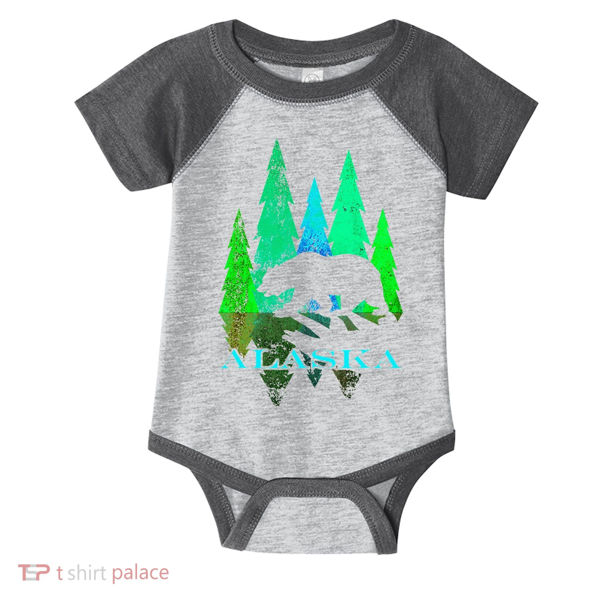 Alaska Alaskan Northern Light Trees With Bear Infant Baby Jersey Bodysuit