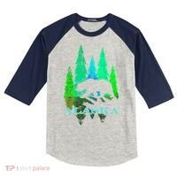 Alaska Alaskan Northern Light Trees With Bear Kids Colorblock Raglan Jersey thumb 0