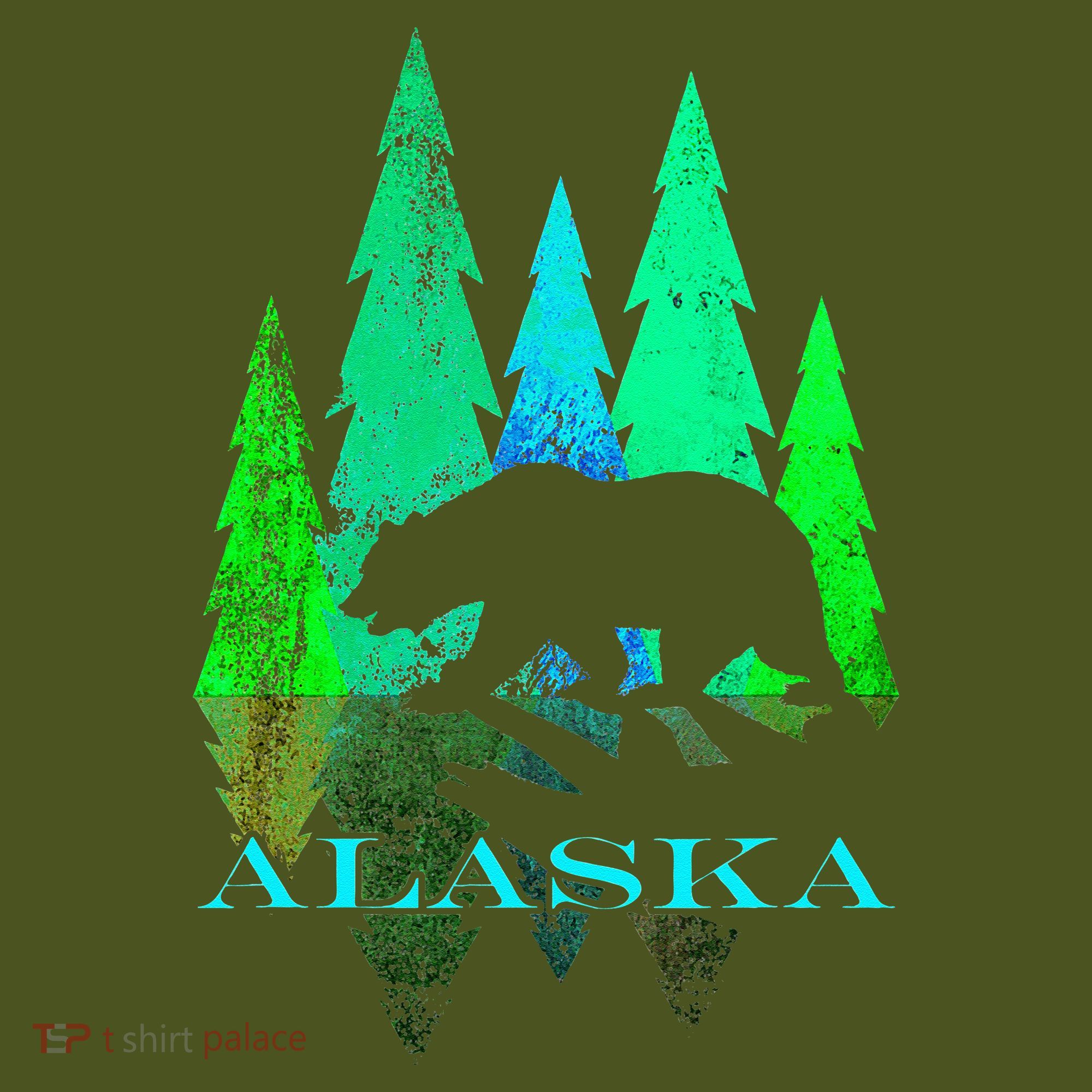 Alaska Alaskan Northern Light Trees With Bear The Baniff Cuffed Pom Beanie