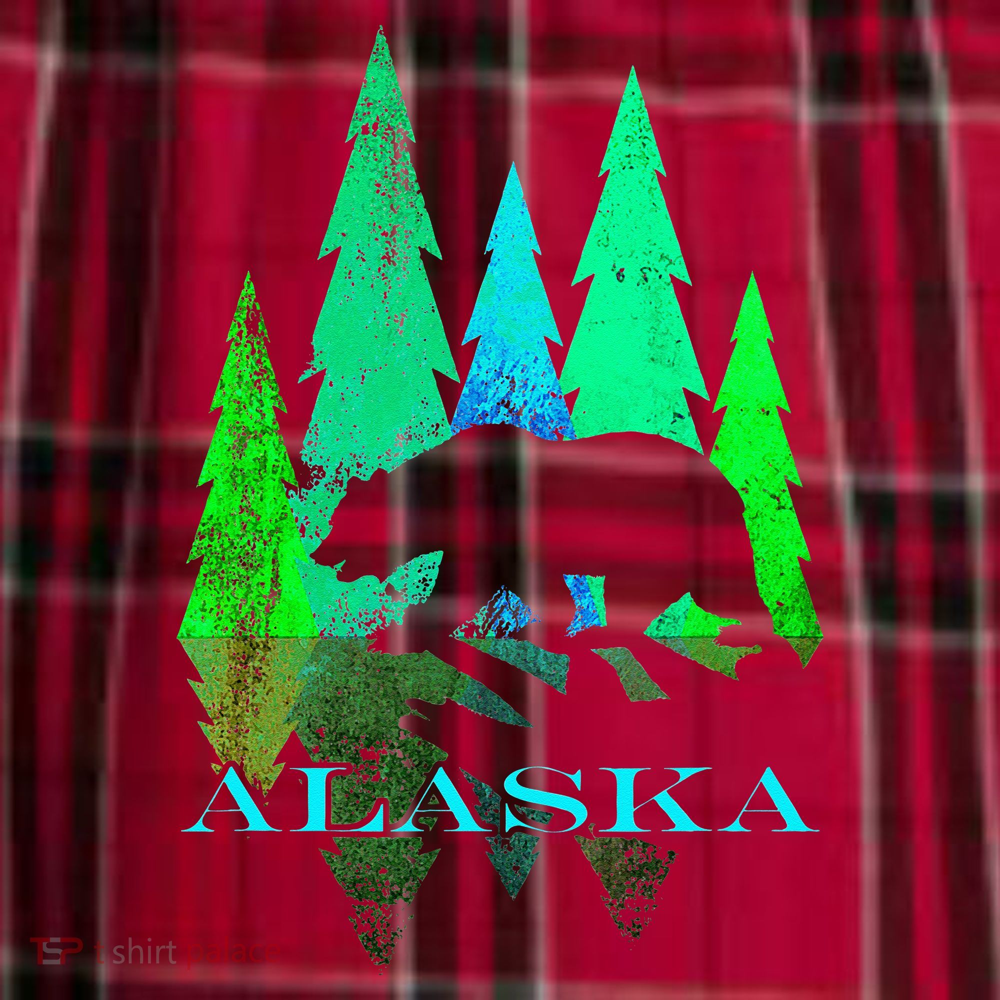 Alaska Alaskan Northern Light Trees With Bear Men's Flannel Plaid Pajama Pants