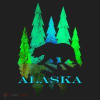 Alaska Alaskan Northern Light Trees With Bear Comfort Colors Boxy T-Shirt thumb 3