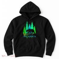 Alaska Alaskan Northern Light Trees With Bear Hoodie thumb 0