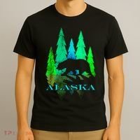 Alaska Alaskan Northern Light Trees With Bear T-Shirt thumb 3