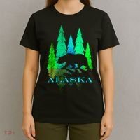 Alaska Alaskan Northern Light Trees With Bear T-Shirt thumb 4
