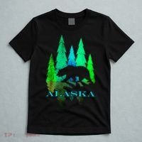 Alaska Alaskan Northern Light Trees With Bear T-Shirt thumb 5