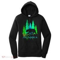 Alaska Alaskan Northern Light Trees With Bear Women's Hoodie thumb 0