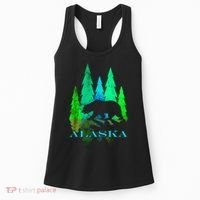 Alaska Alaskan Northern Light Trees With Bear Women's Tank Top thumb 0