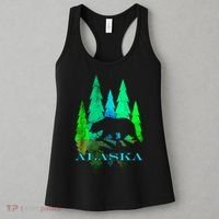 Alaska Alaskan Northern Light Trees With Bear Women's Tank Top thumb 3