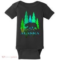 Alaska Alaskan Northern Light Trees With Bear Baby Bodysuit thumb 0