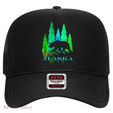 Alaska Alaskan Northern Light Trees With Bear Hat