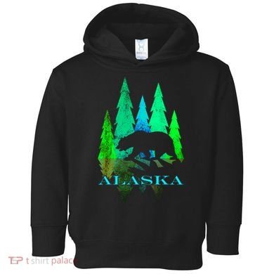 Alaska Alaskan Northern Light Trees With Bear Toddler Hoodie